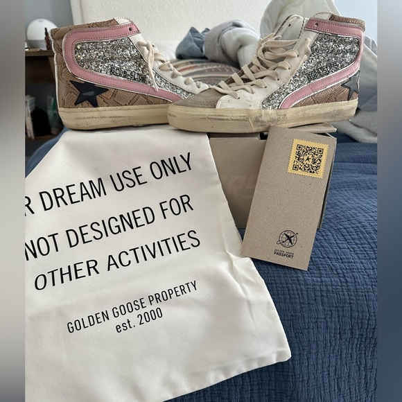 Golden Goose Beige and White Sneakers. Slide double quarter. - Picture 7 of 8